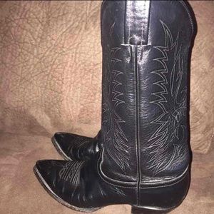 Tony Lama Black Leather Cowgirl Boots- 7.5 - 8.5